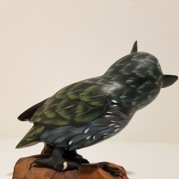 Handmade Wood Owl Figurine, Fork Art Primitive Wooden Owl Farmhouse Decor - Picture 5 of 10